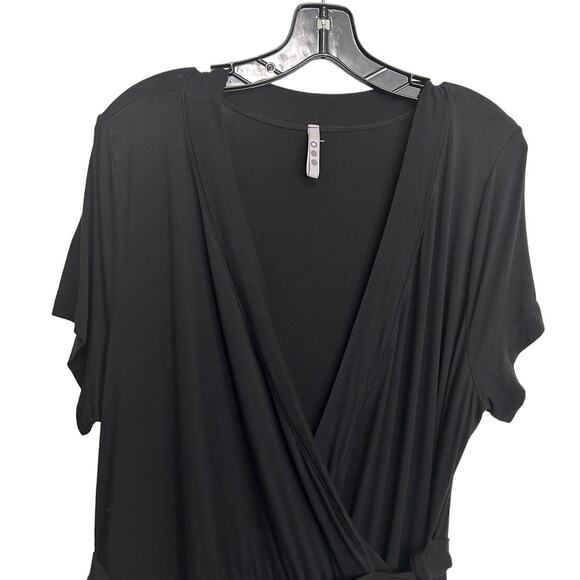 Three Dots Vintage Black Short Sleeve Wrap Dress Women's Plus Size 1X - Picture 3 of 9